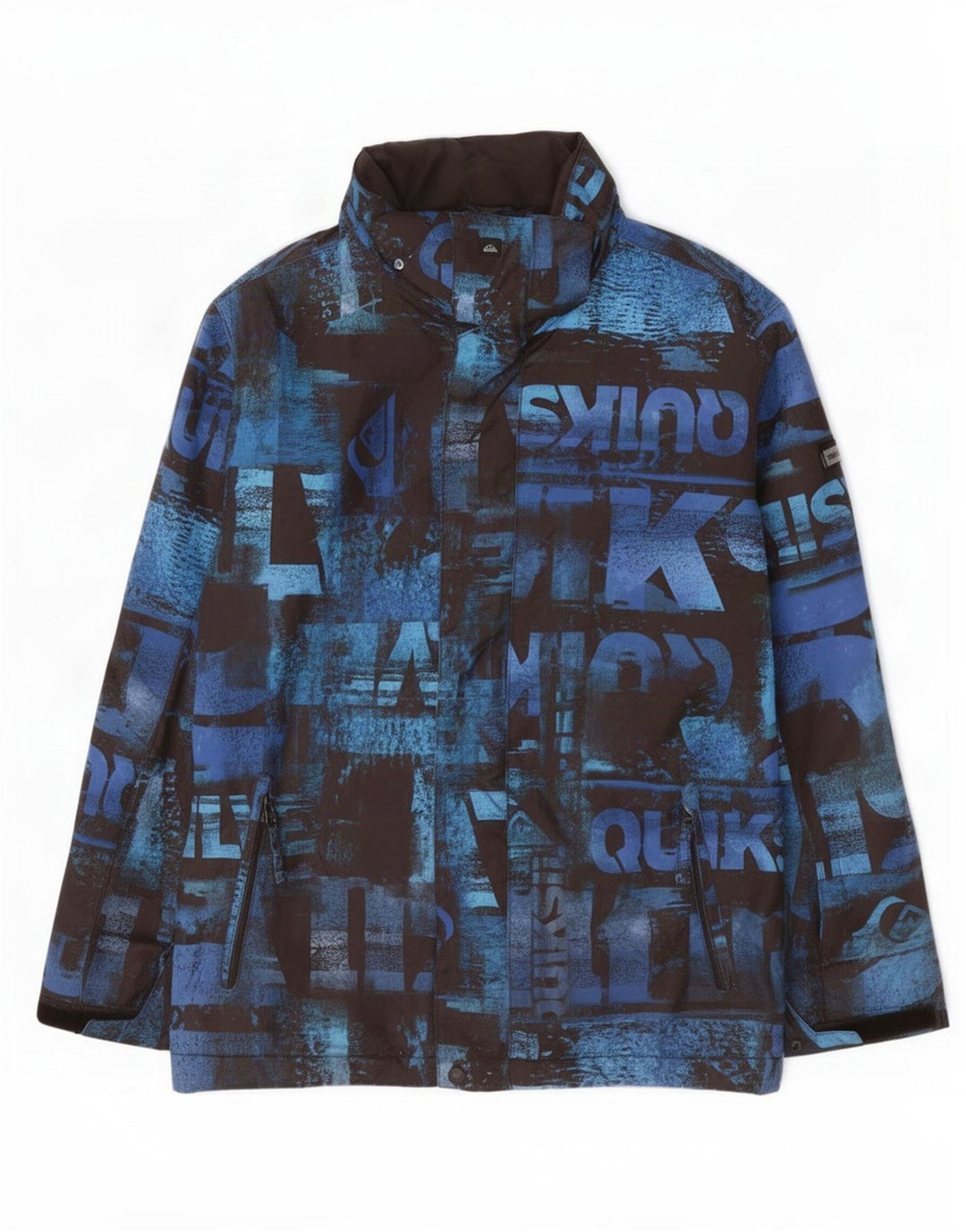 Лыжная куртка Quiksilver с графическим рисунком для мальчиков 13–14 лет, синяя, полиэстер