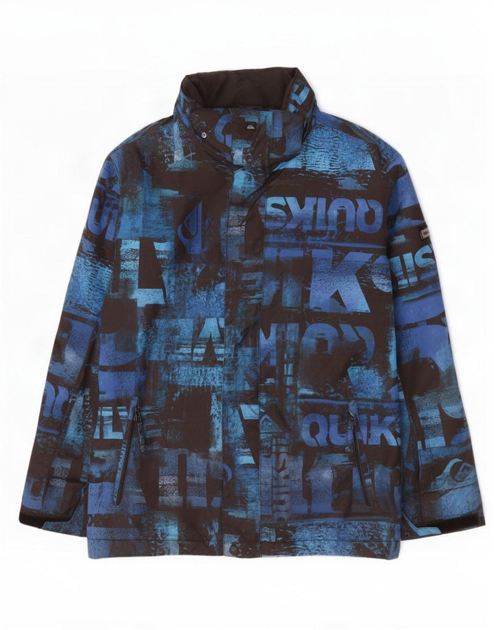 Лыжная куртка Quiksilver с графическим рисунком для мальчиков 13–14 лет, синяя, полиэстер