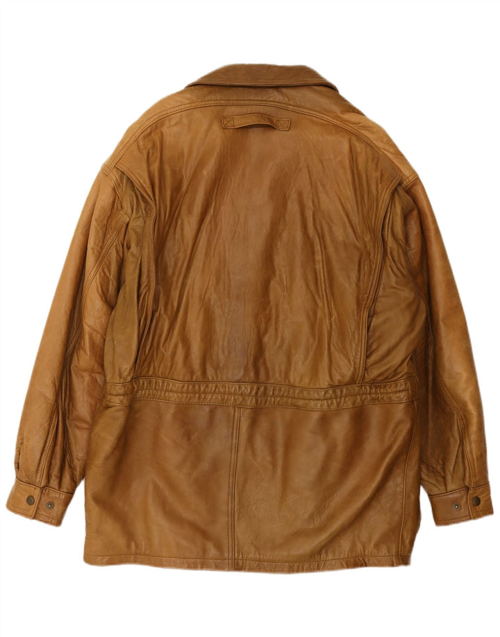 Винтажное мужское кожаное пальто UK 42 XL Коричневое кожаное