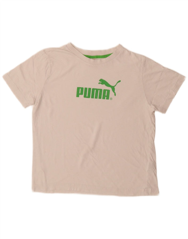 Футболка с рисунком Puma для мальчиков, топ 11-12 лет, белая