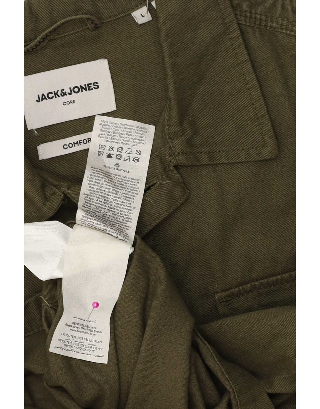 Мужская рубашка Jack & Jones большого размера из хлопка цвета хаки