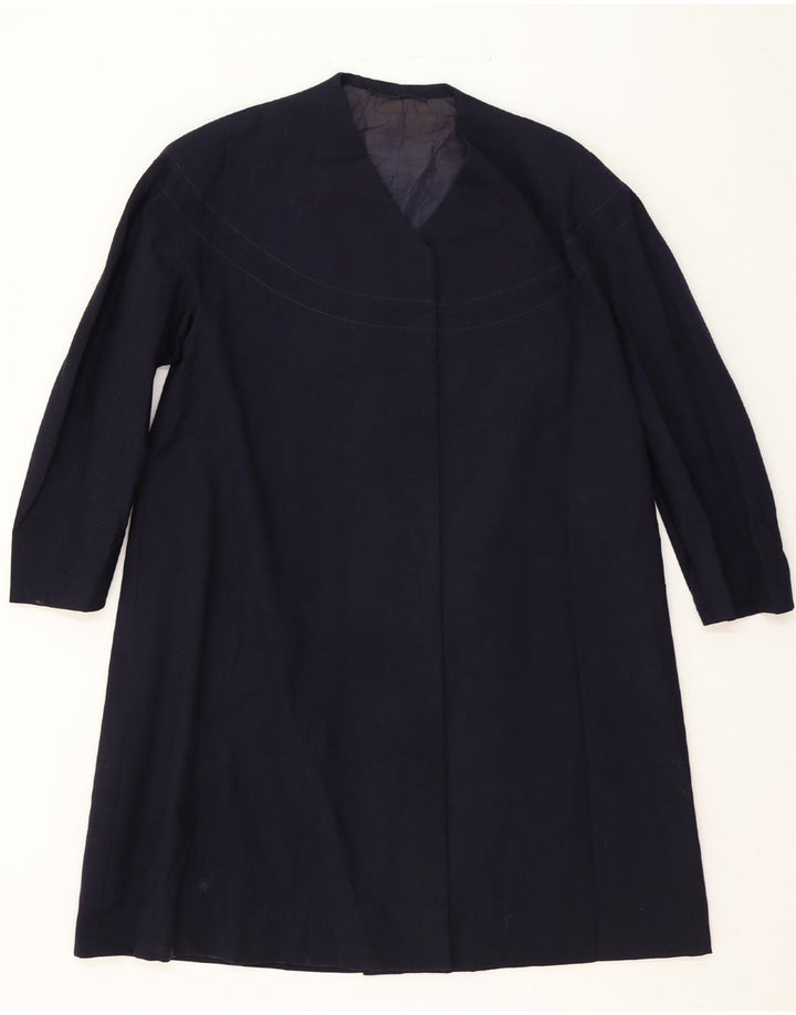 VINTAGE Womens Overcoat UK 14 Medium Navy Blue Vintage Vintage and Second-Hand Vintage from Messina Hembry 