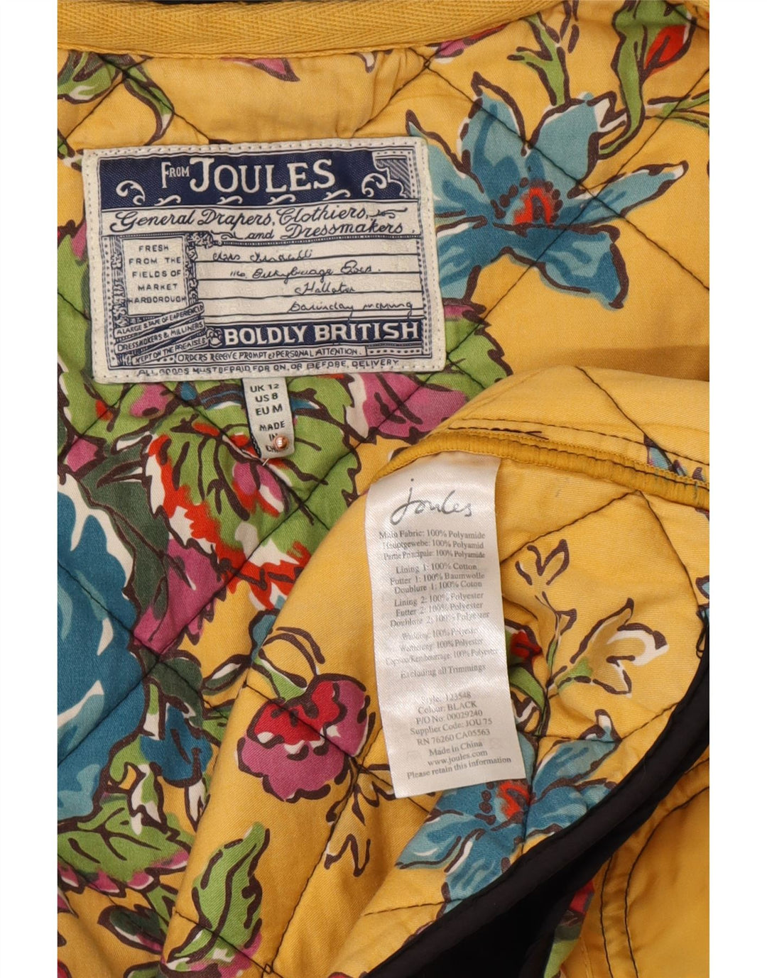 JOULES Женская стеганая куртка UK 12 Medium Black Полиамид