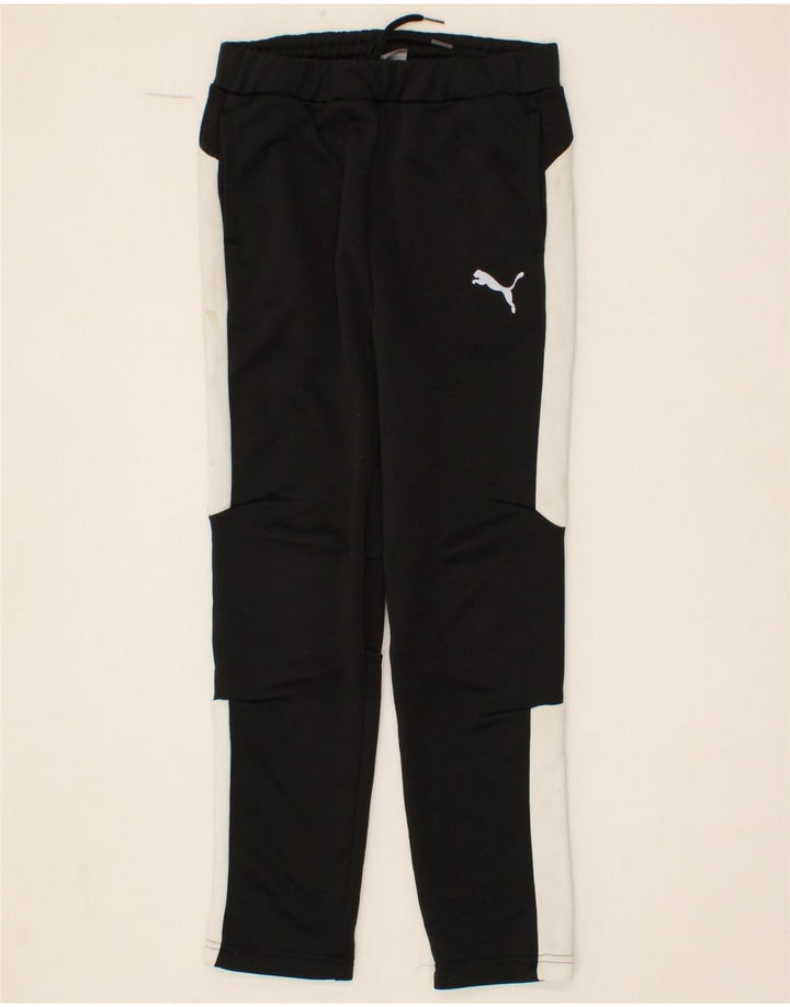PUMA Boys Tracksuit Trousers 11-12 Years Black Colourblock Polyester Vintage Puma and Second-Hand Puma from Messina Hembry 