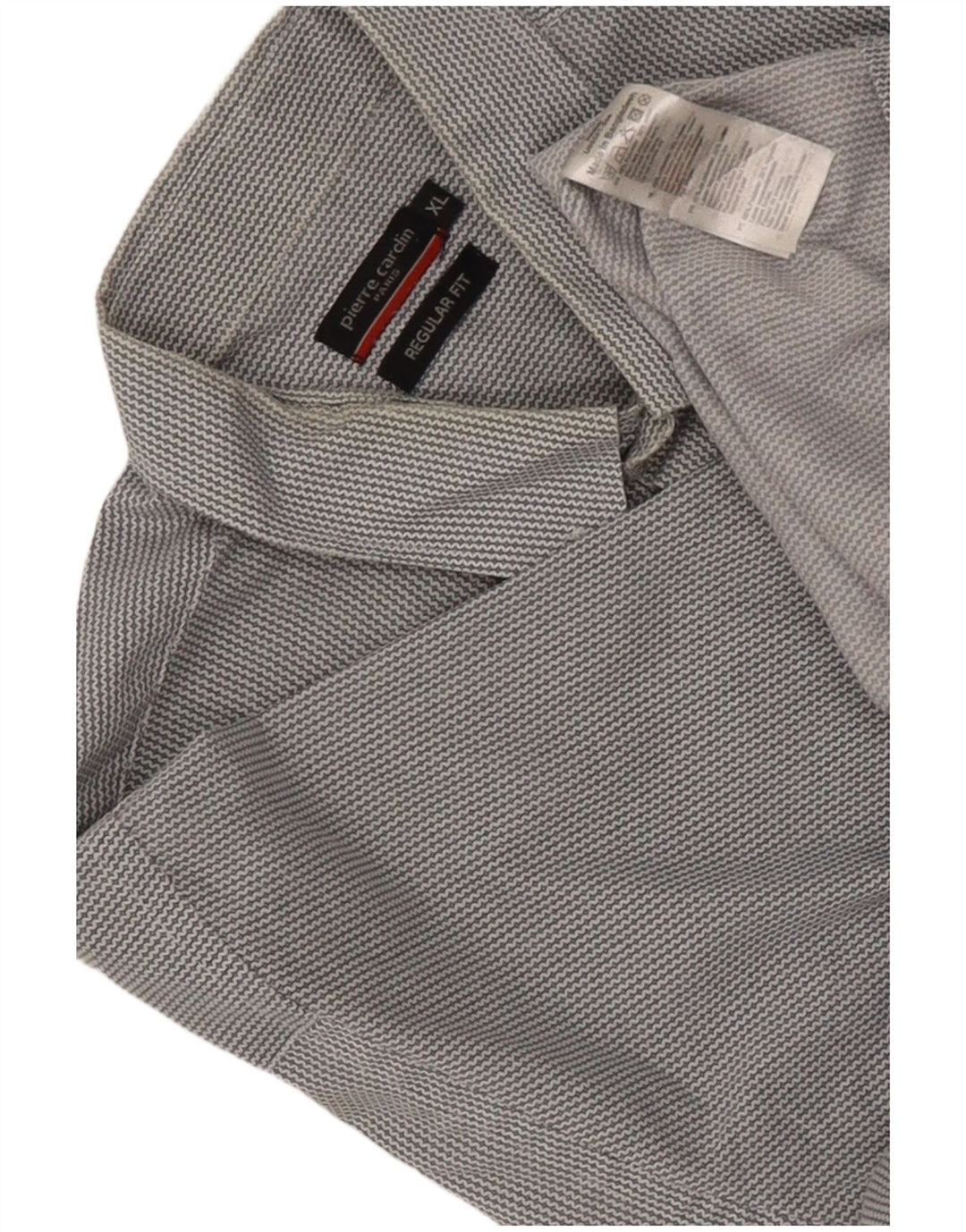 Мужская рубашка стандартного кроя с короткими рукавами Pierre Cardin XL, серая, с шевроном, полиэстер