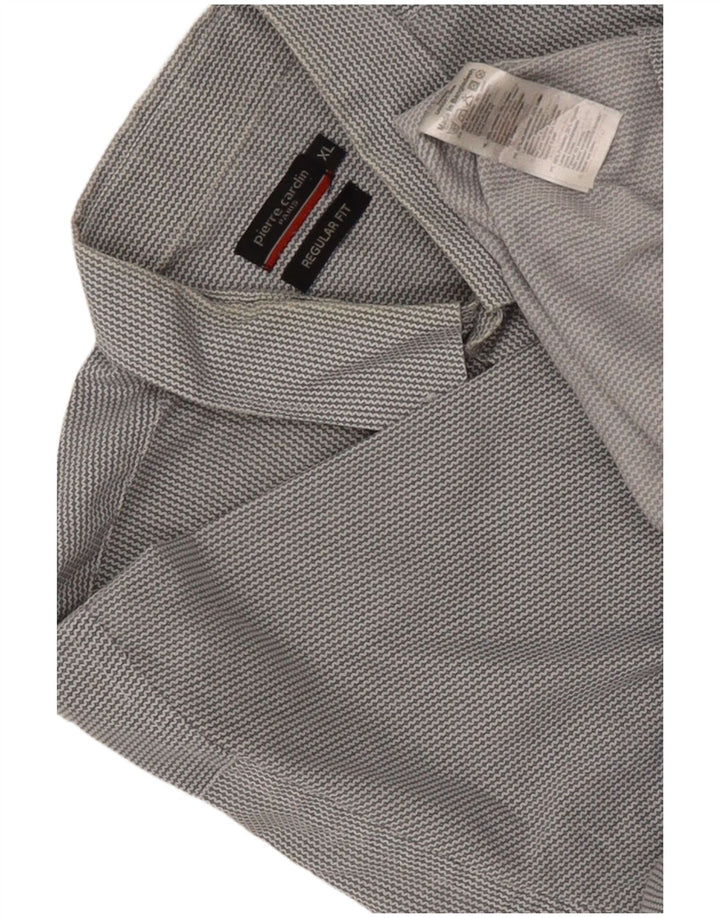 Мужская рубашка стандартного кроя с короткими рукавами Pierre Cardin XL, серая, с шевроном, полиэстер