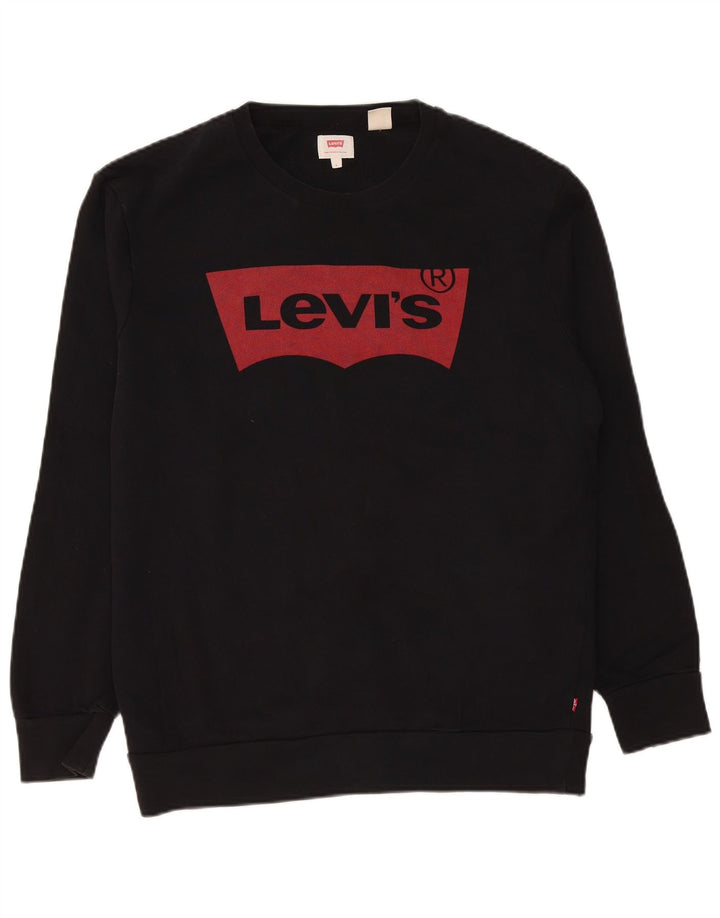 Мужской свитшот с рисунком Levi's, большой черный хлопковый джемпер