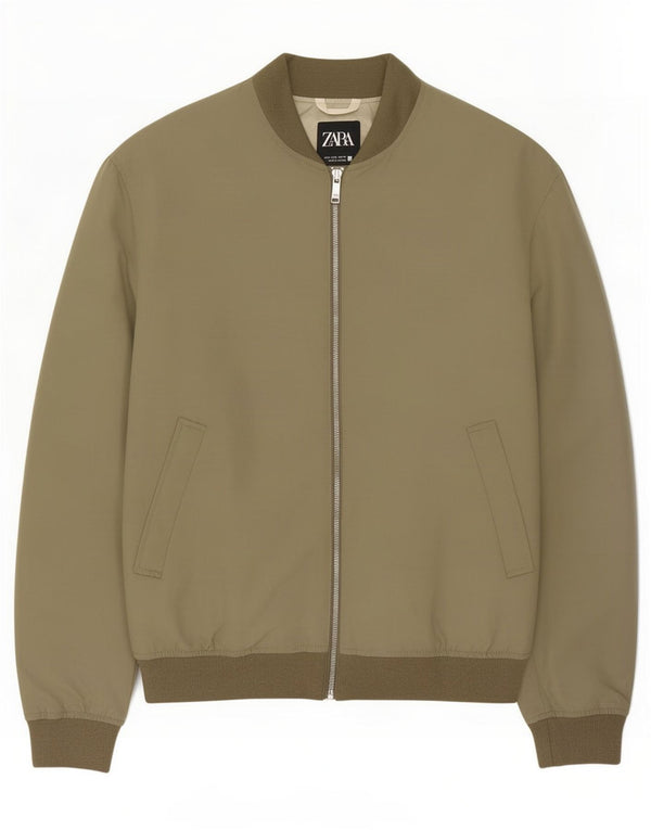 Мужская куртка-бомбер Zara UK 40, большая зеленая полиэстер