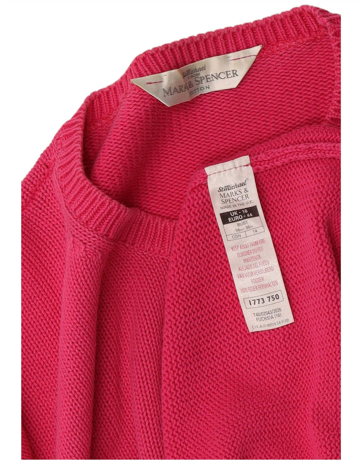 Женский свободный джемпер с круглым вырезом Marks & Spencer, Великобритания, 16, большой розовый