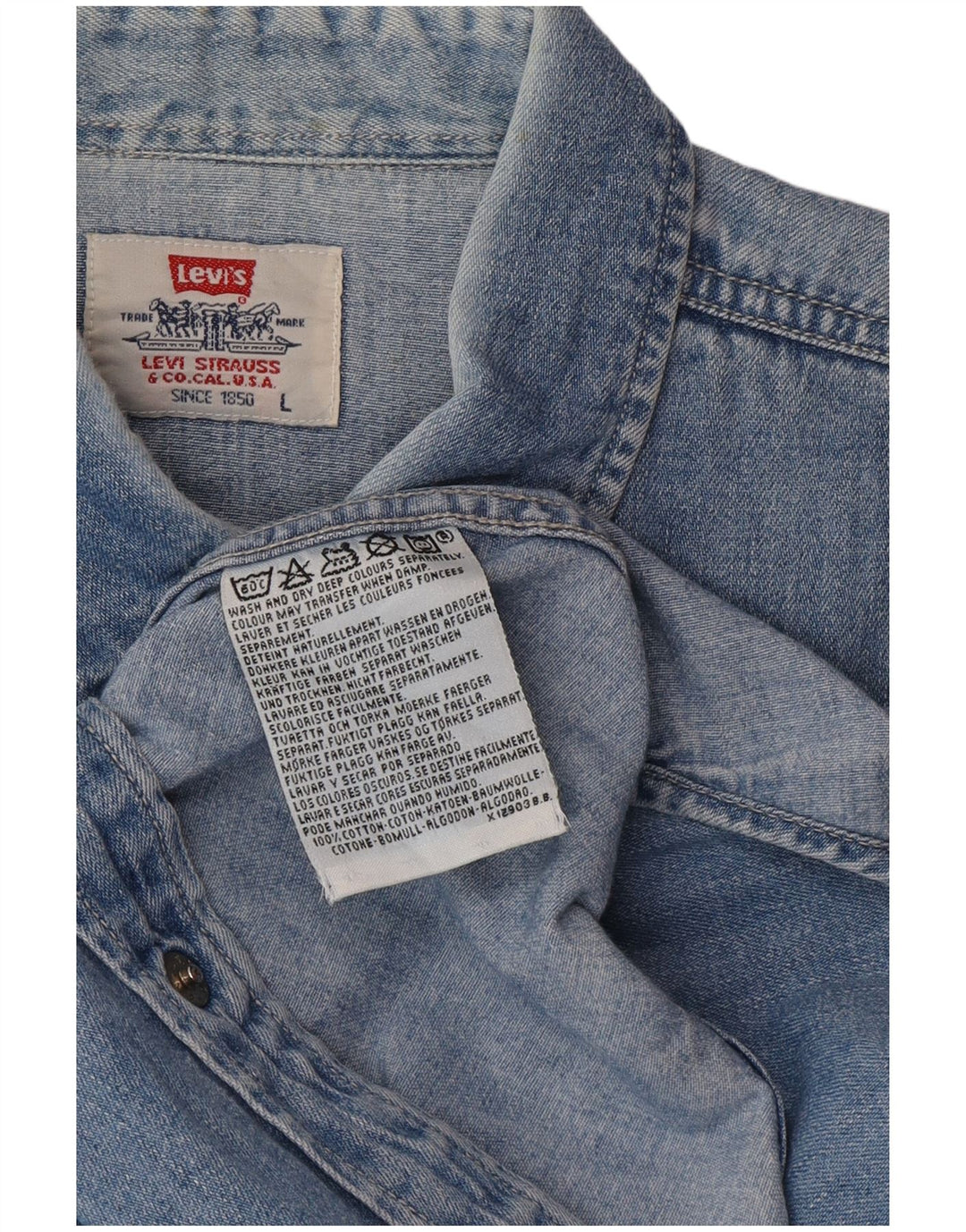 Мужская джинсовая рубашка LEVI'S, большая синяя, хлопок