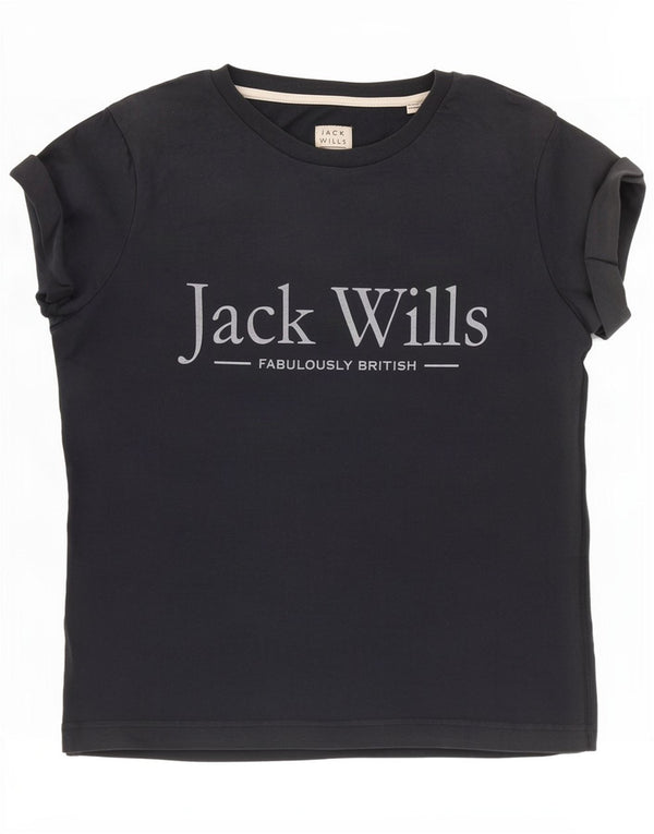 Женская футболка с рисунком Jack Wills Top UK 6 XS Темно-синий хлопок
