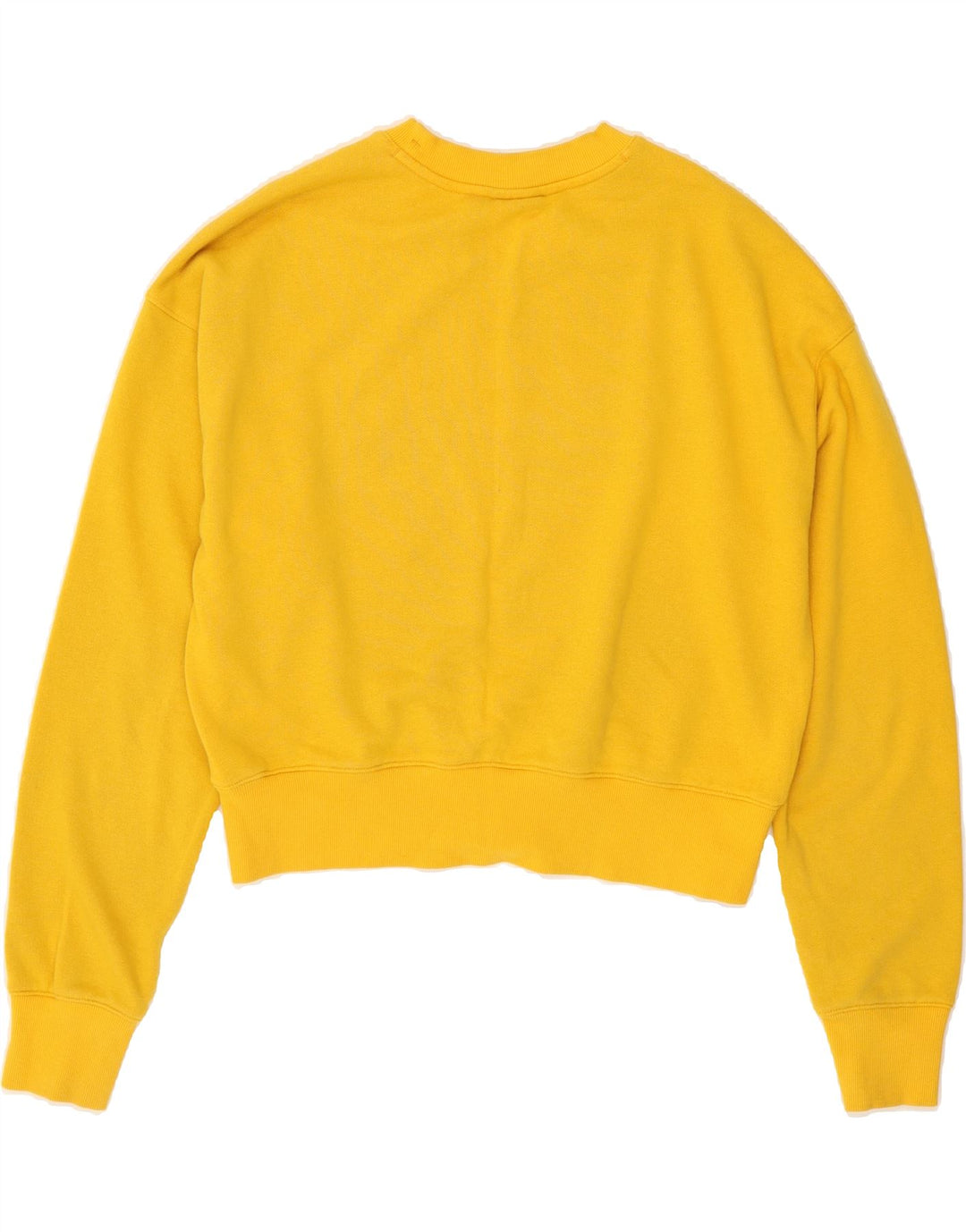 CHAMPION Womens Crop Sweatshirt Jumper UK 14 Medium Yellow Cotton Vintage Champion and Second-Hand Champion from Messina Hembry 