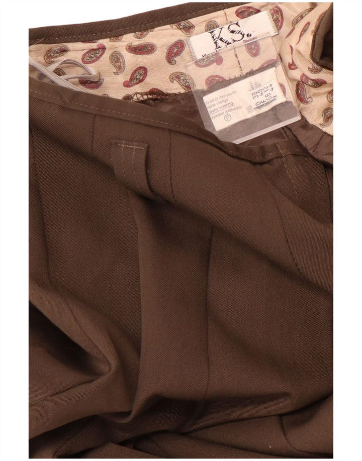 ВИНТАЖНАЯ женская плиссированная юбка-трапеция с высокой талией UK 12, средняя W28, коричневая