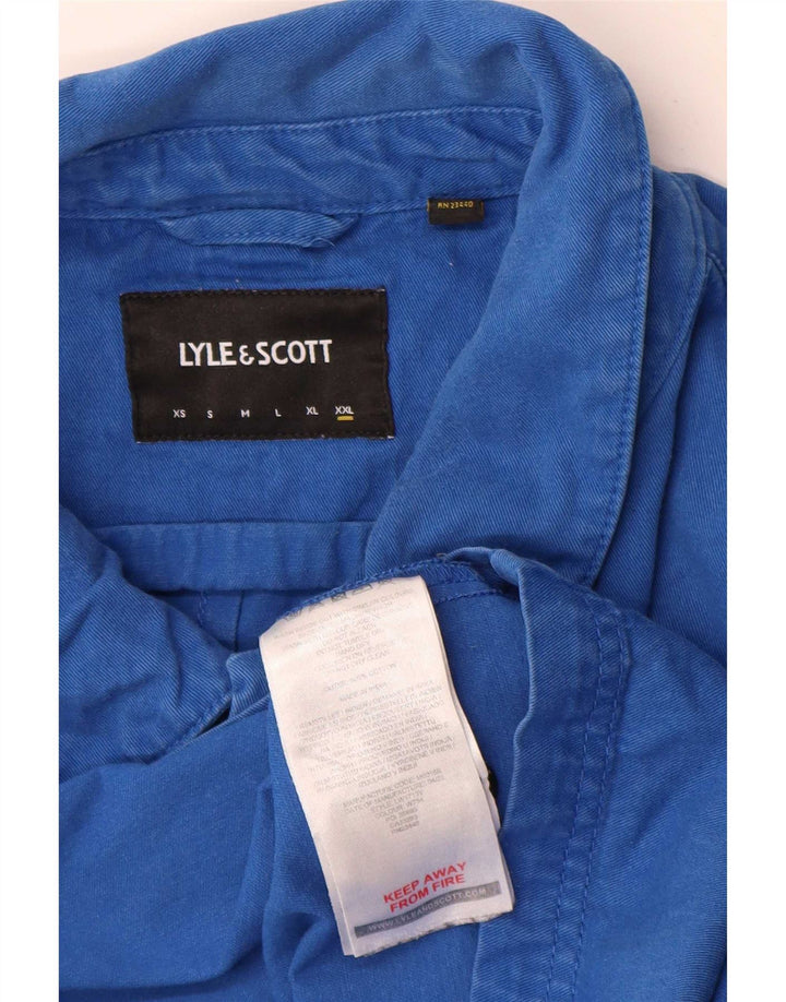 Мужская куртка-бомбер Lyle & Scott UK 44 2XL, синяя, хлопок с цветными блоками