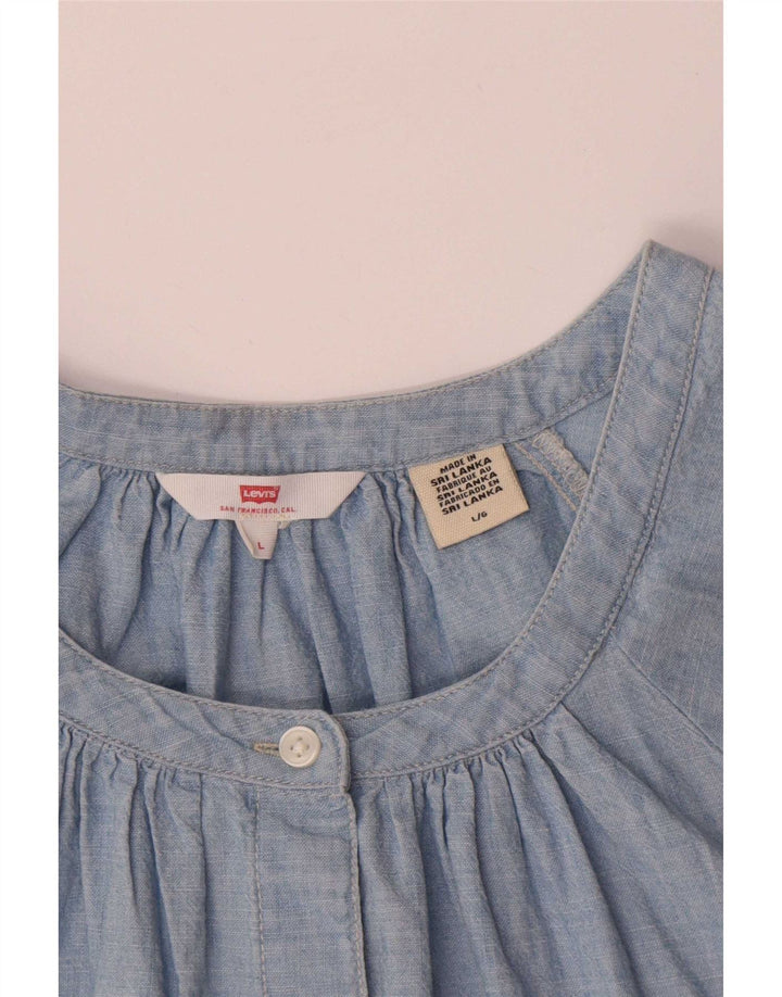 Женская блузка-рубашка оверсайз Levi's UK 16, большой синий хлопок