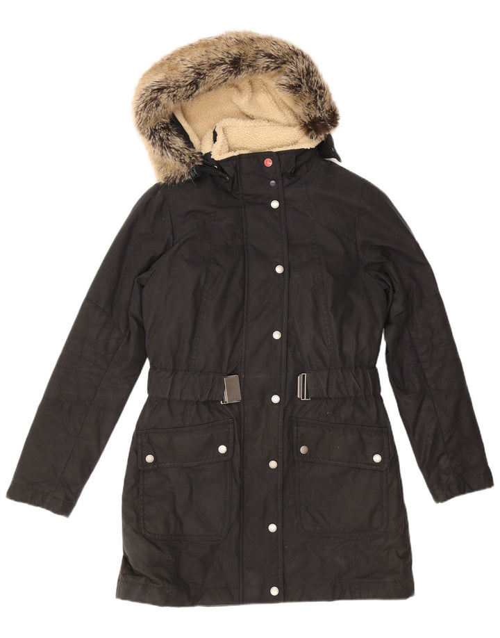Женское длинное стеганое пальто с капюшоном Barbour UK 10, маленькое черное