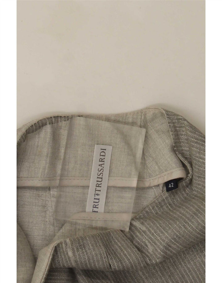 Trussardi Женская мини-юбка плиссе IT 42 Medium W28 Серая «в елочку»