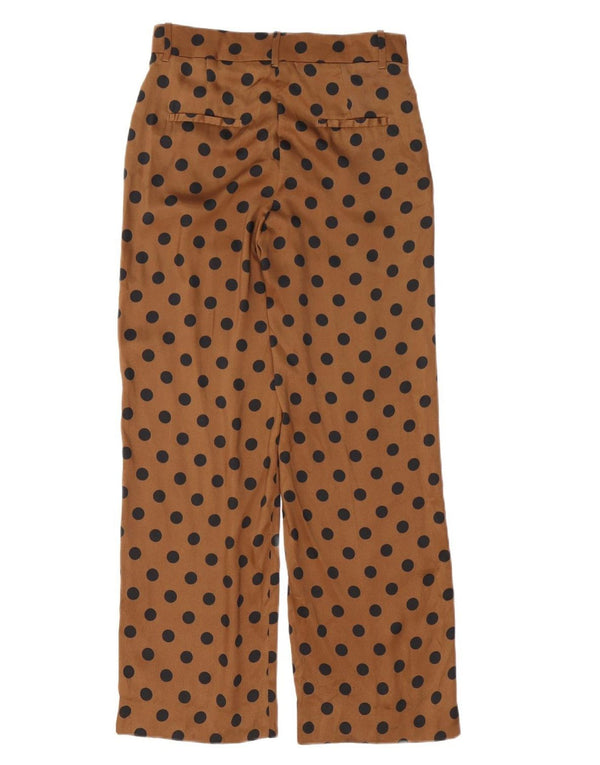 ZARA Женские широкие костюмные брюки XS W24 L30 Коричневые полиэстер в горошек