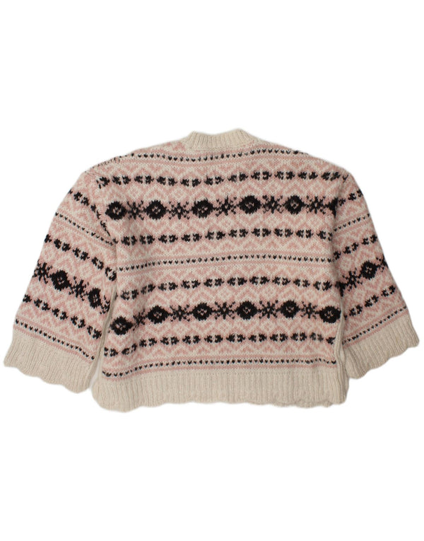 Женский свободный джемпер с круглым вырезом Zara UK 6 XS Розовый Fair Isle