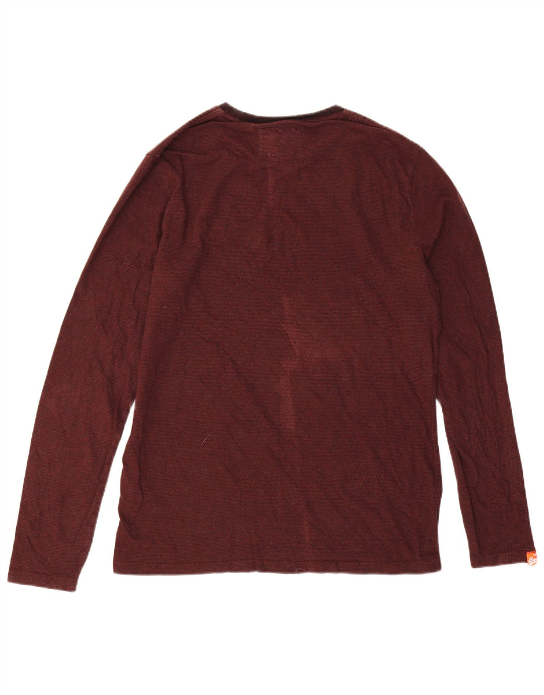 Мужской топ Superdry с длинным рукавом, большой бордовый хлопок, хлопок