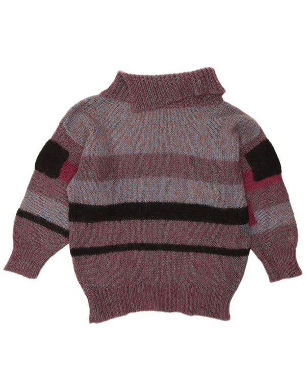 ВИНТАЖНЫЙ женский джемпер с высоким воротником, Великобритания, 18 XL, фиолетовый, с цветными блоками