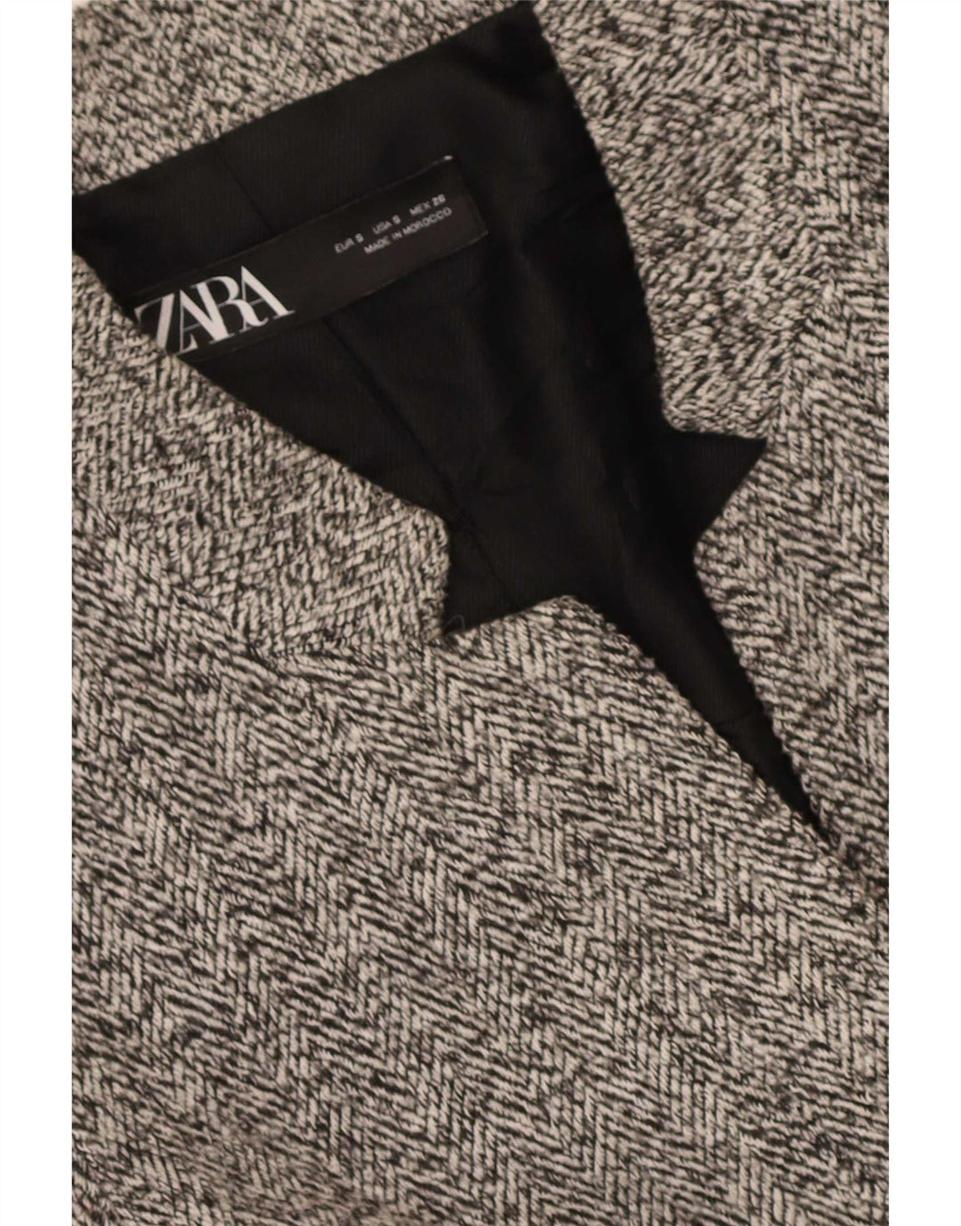Женское открытое пальто Zara UK 10, маленькое серое с узором «елочка»