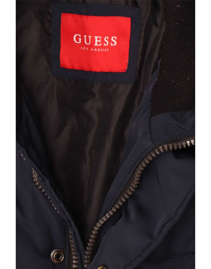 Guess Мужское стеганое пальто UK 40, большой темно-синий полиэстер