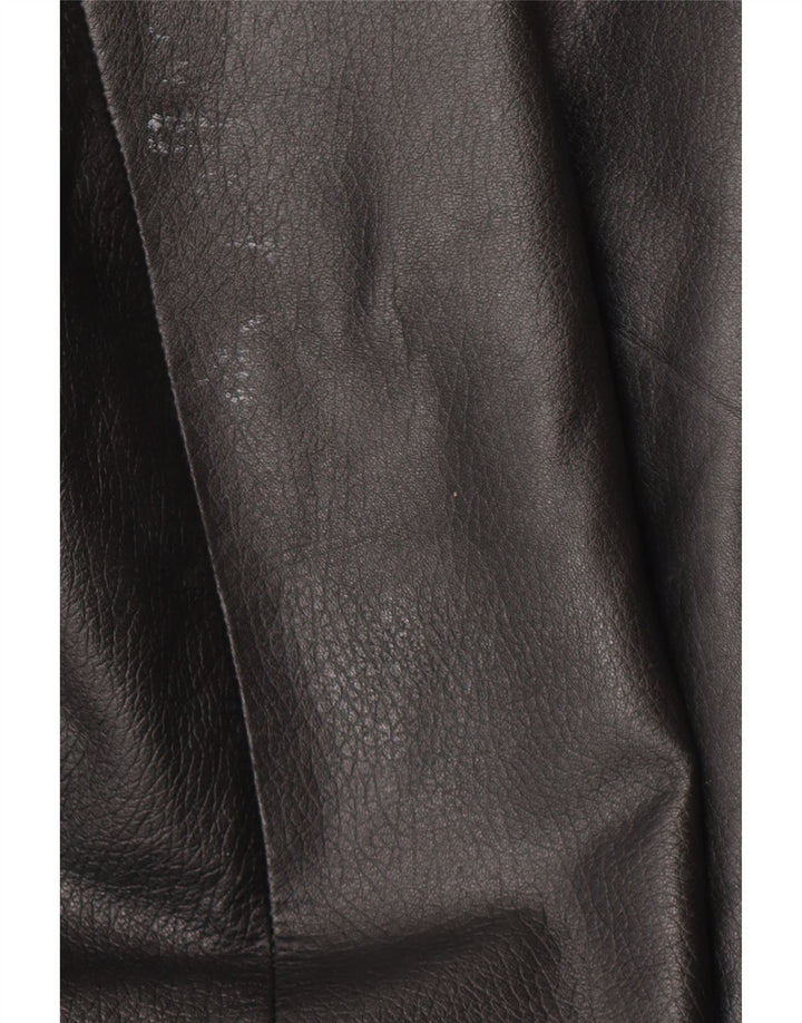 Винтажная мужская кожаная куртка UK 38, средняя черная кожаная куртка