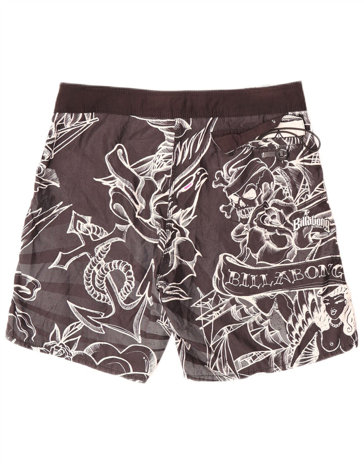 Billabong Мужские шорты для плавания с рисунком, большие черные полиэстер с цветочным принтом