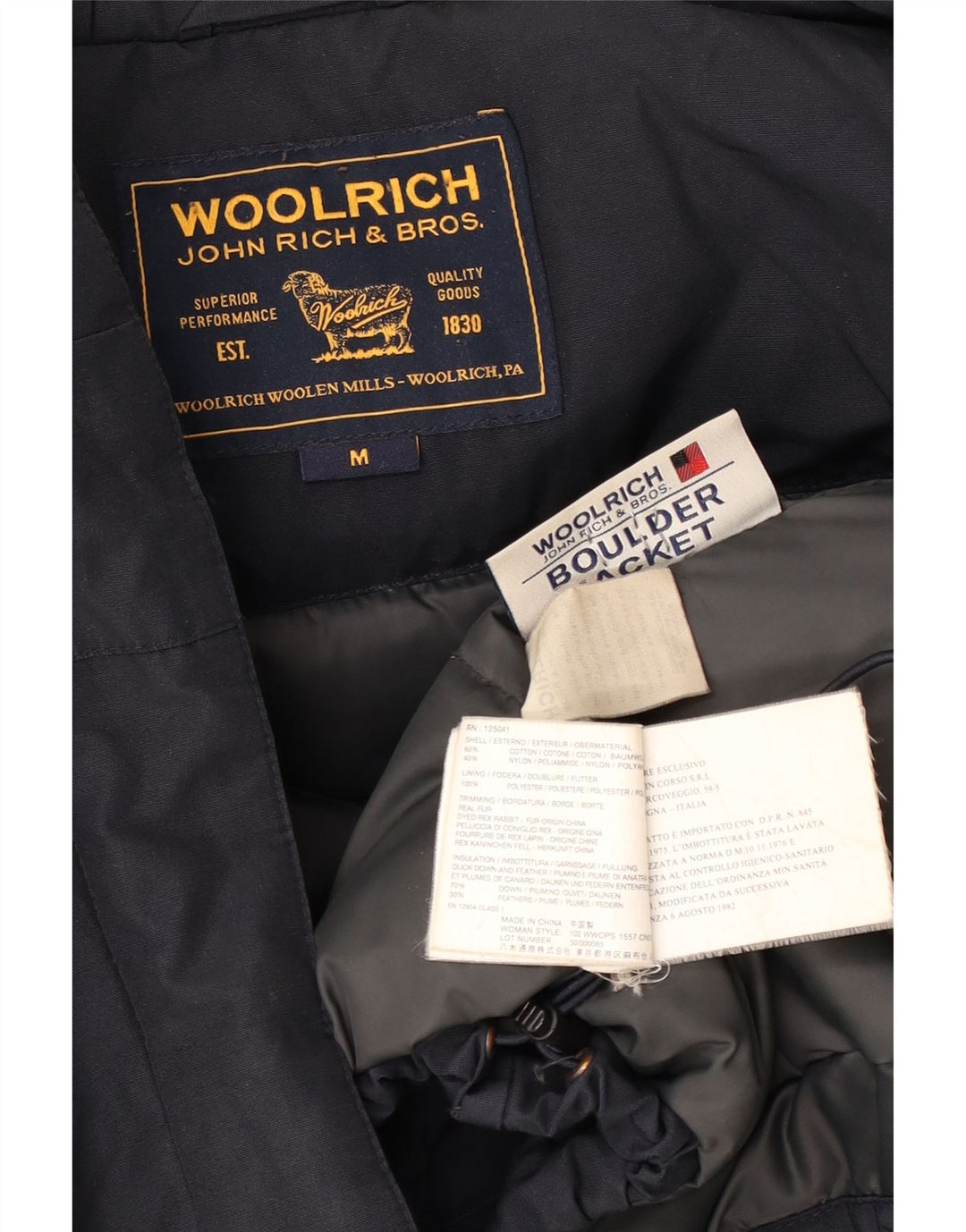 Женская стеганая куртка Woolrich с капюшоном UK 14, средний темно-синий хлопок