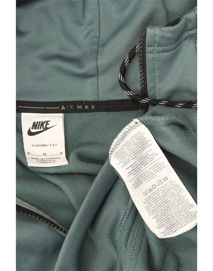 Мужской свитер с капюшоном и молнией с графическим рисунком Nike Therma-Fit, средний зеленый полиэстер