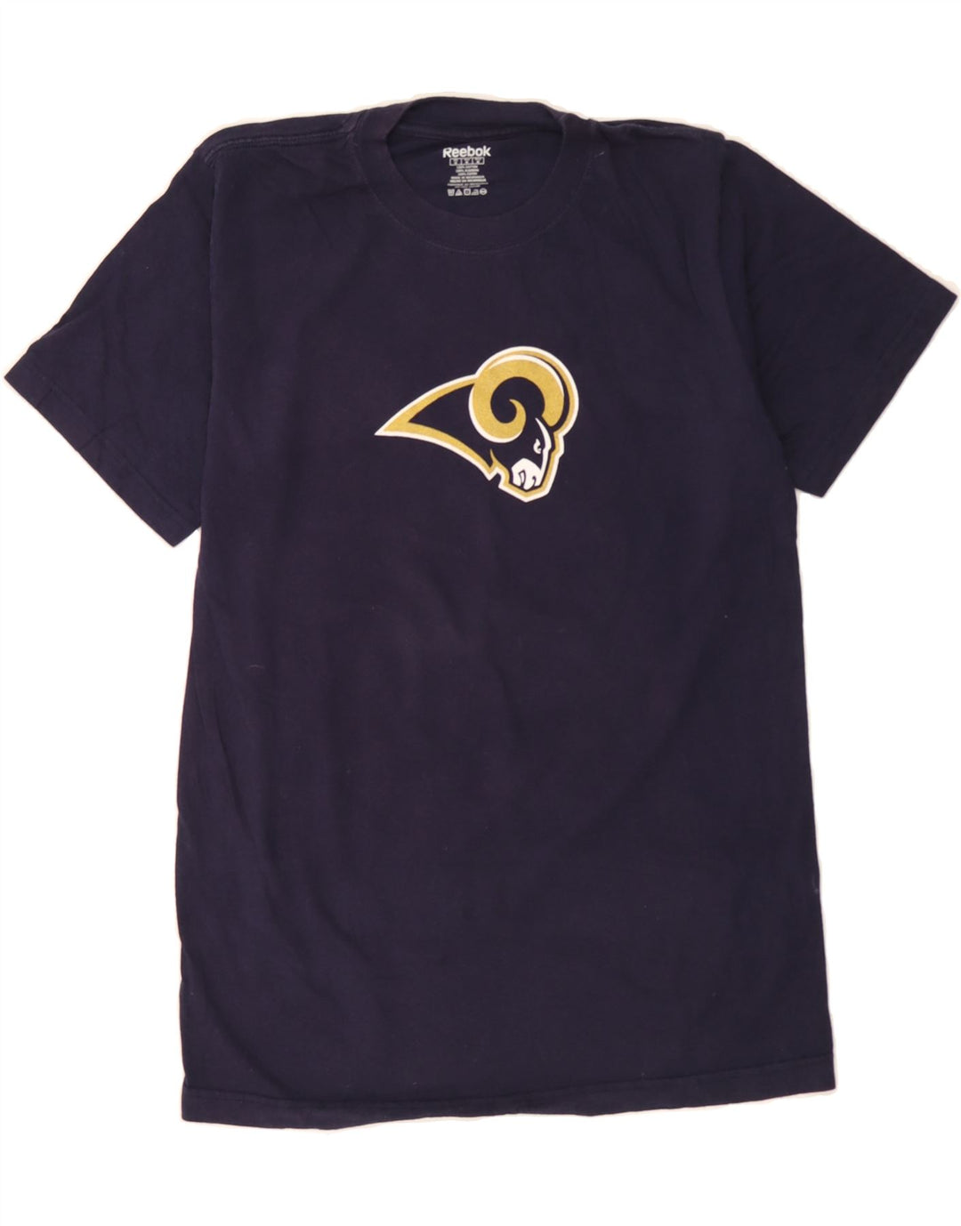 REEBOK Mens St. Louis Rams Graphic T-Shirt Top Medium Navy Blue Cotton Vintage Reebok and Second-Hand Reebok from Messina Hembry 