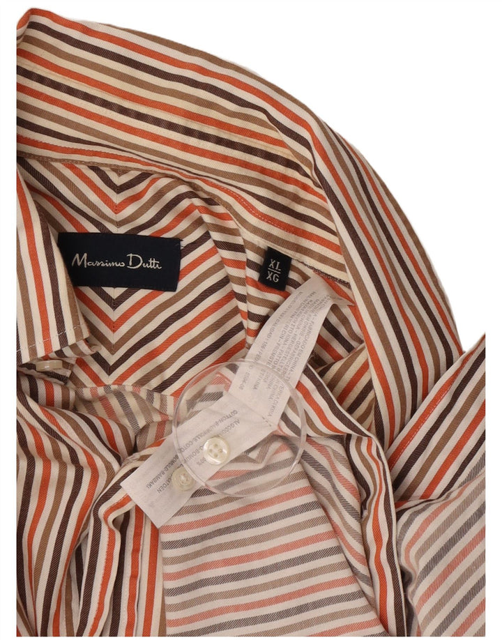Мужская рубашка Massimo Dutti XL, разноцветная хлопковая полоска