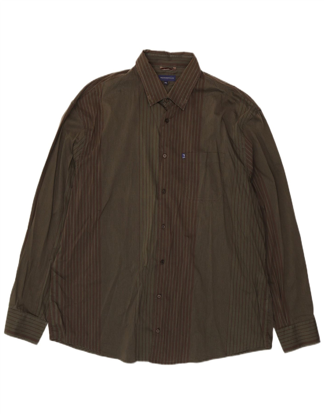 Мужская рубашка Trussardi Jeans 3XL, цвет хаки, хлопок в полоску