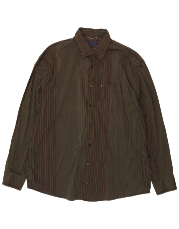 Мужская рубашка Trussardi Jeans 3XL, цвет хаки, хлопок в полоску