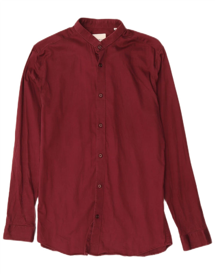 Мужская рубашка Jack & Jones, размер 40, средний бордовый хлопок, хлопок