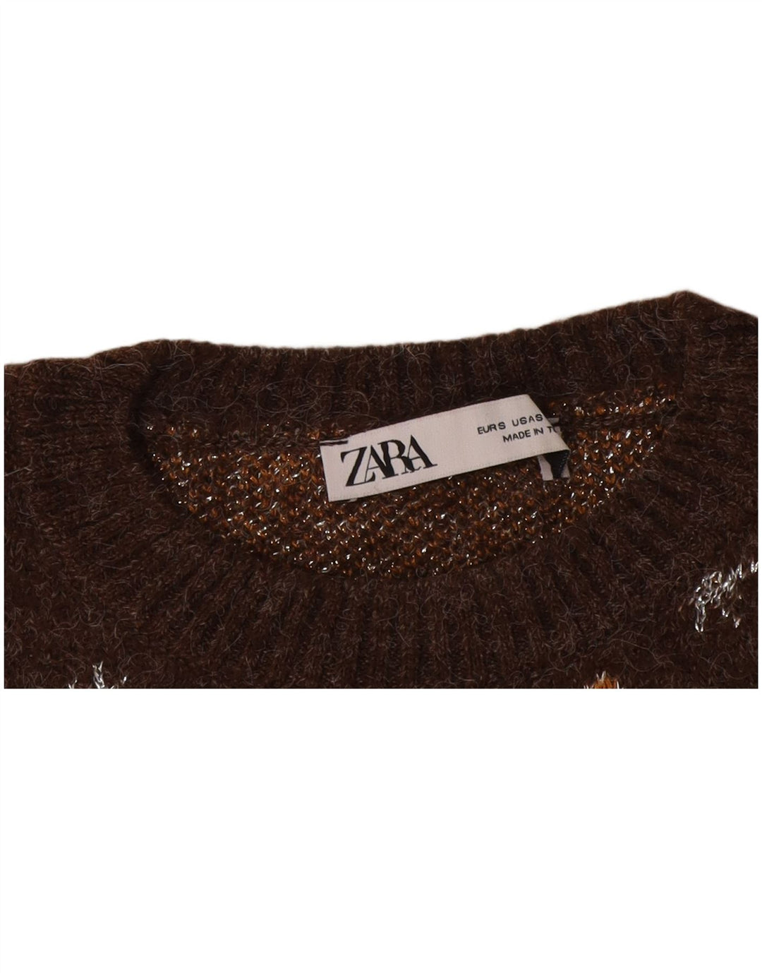 Женский джемпер с вырезом «лодочка» Zara, Великобритания, 10, маленький коричневый