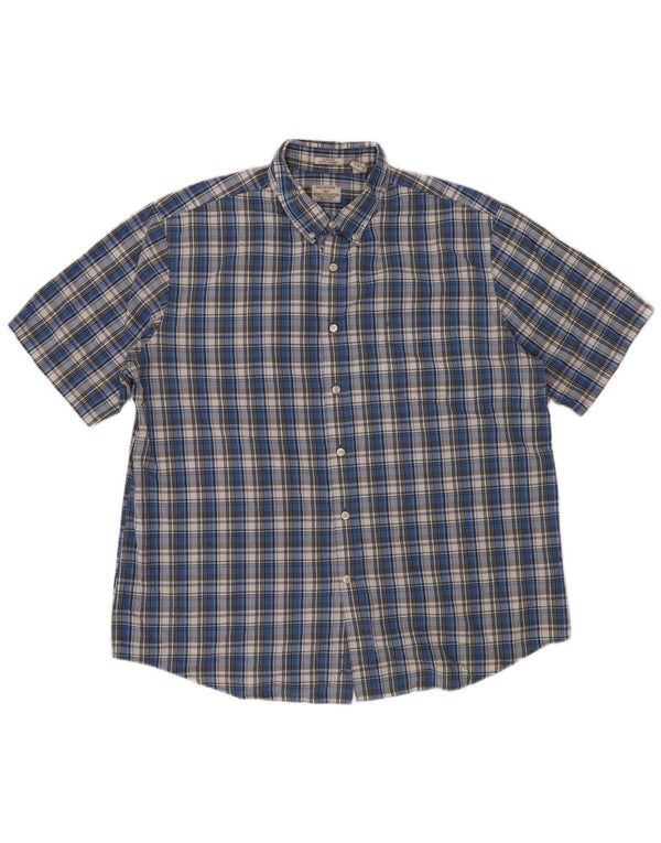 Dockers Мужская рубашка классического кроя с коротким рукавом XL, синяя клетка, хлопок