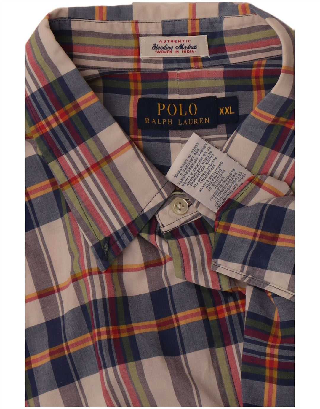 Мужская рубашка с коротким рукавом Polo Ralph Lauren 2XL, хлопковая разноцветная клетка