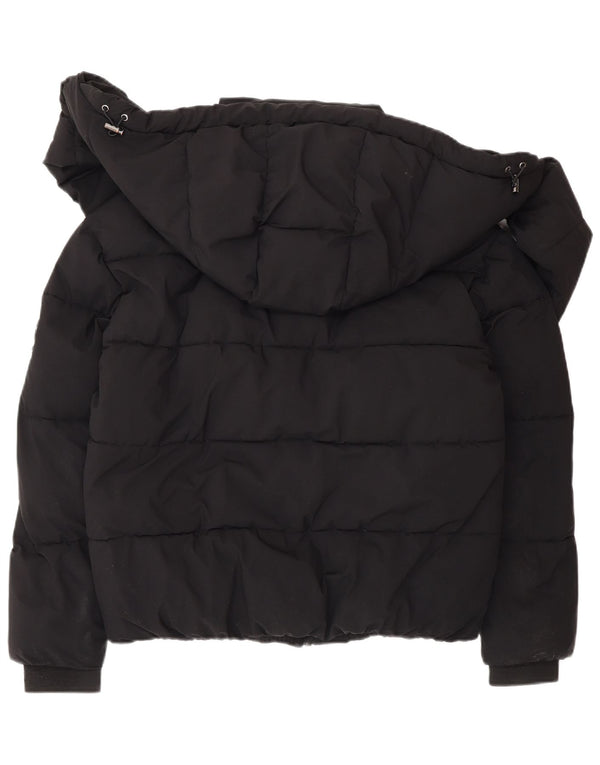 Женская утепленная куртка Dkny с капюшоном UK 6 XS, черная, зимняя, из полиэстера