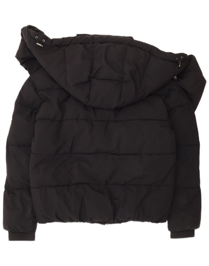 Женская утепленная куртка Dkny с капюшоном UK 6 XS, черная, зимняя, из полиэстера
