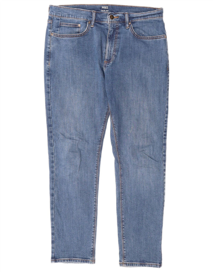 Женские узкие джинсы Marks & Spencer W32 L29 синие, хлопок
