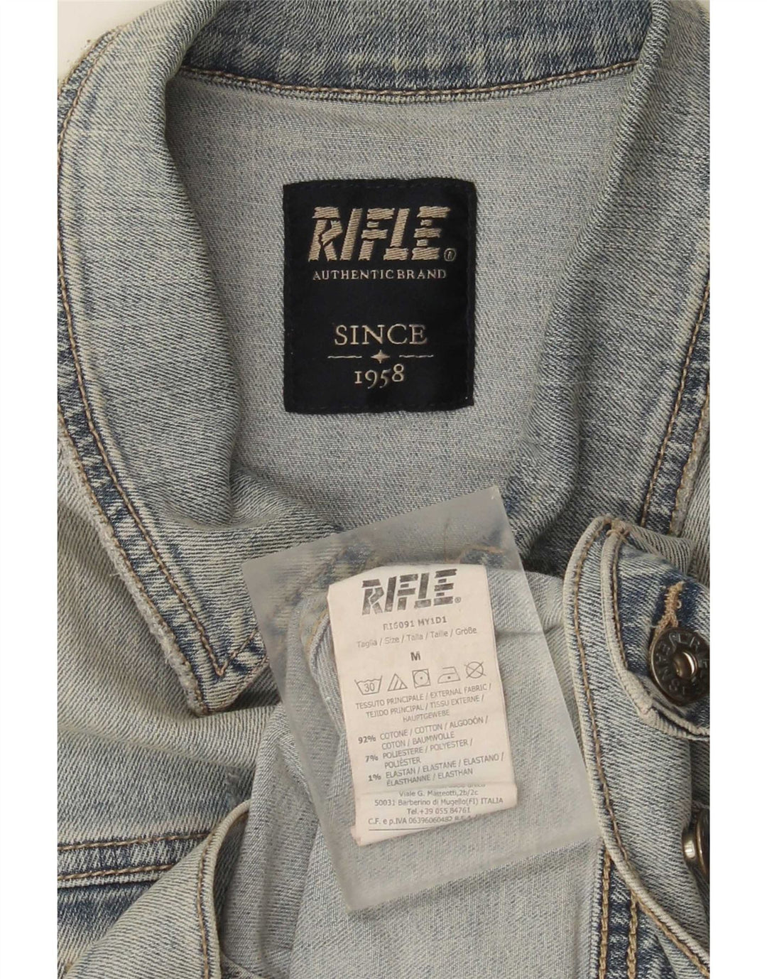 Мужской джинсовый жилет Rifle UK 38, хлопок среднего синего цвета