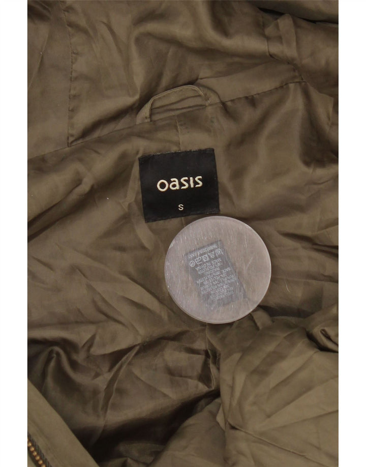 Женская парка Oasis с капюшоном UK 10, маленький цвет хаки, полиэстер