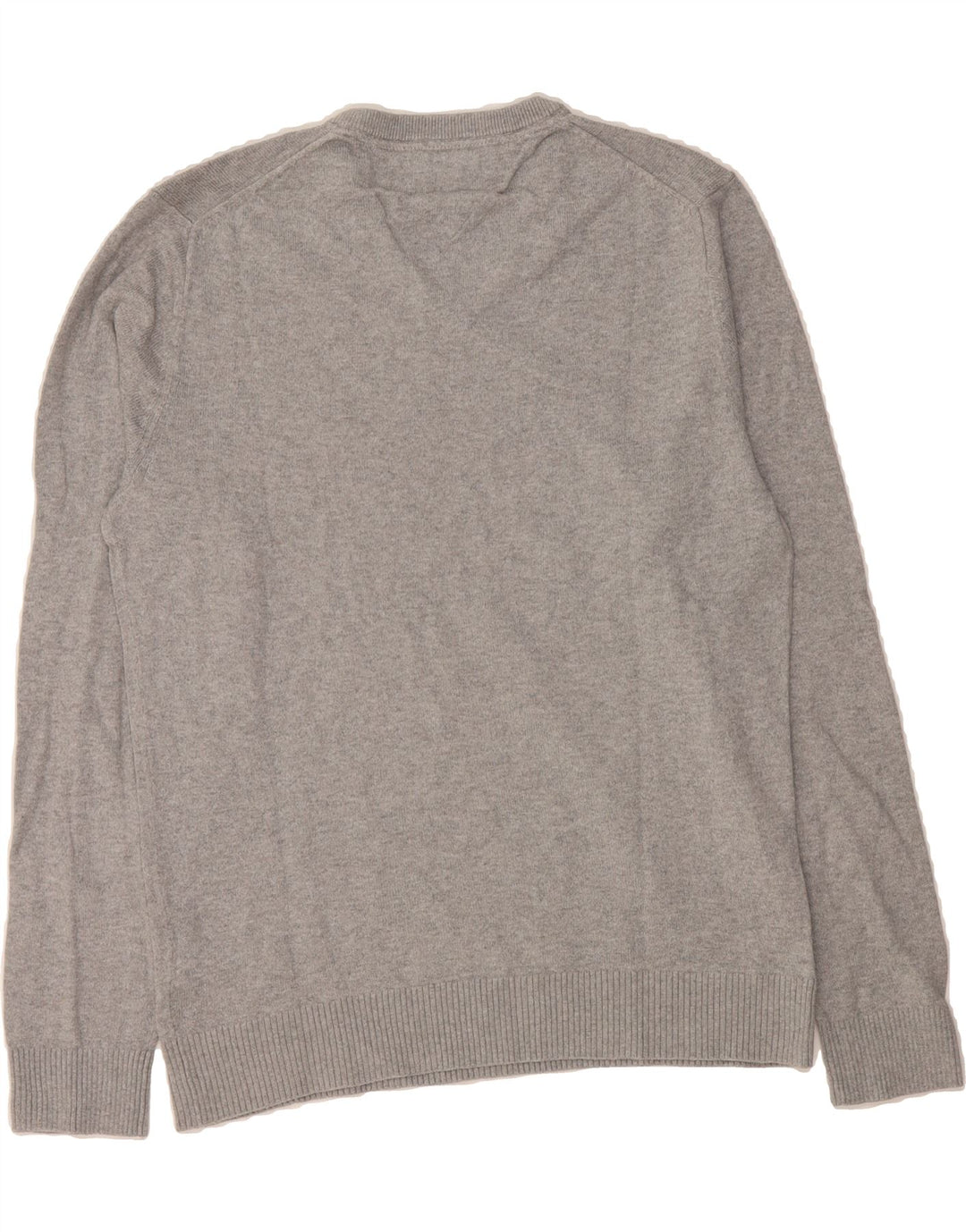 TOMMY HILFIGER Mens V-Neck Jumper Sweater Small Grey Cotton Vintage Tommy Hilfiger and Second-Hand Tommy Hilfiger from Messina Hembry 