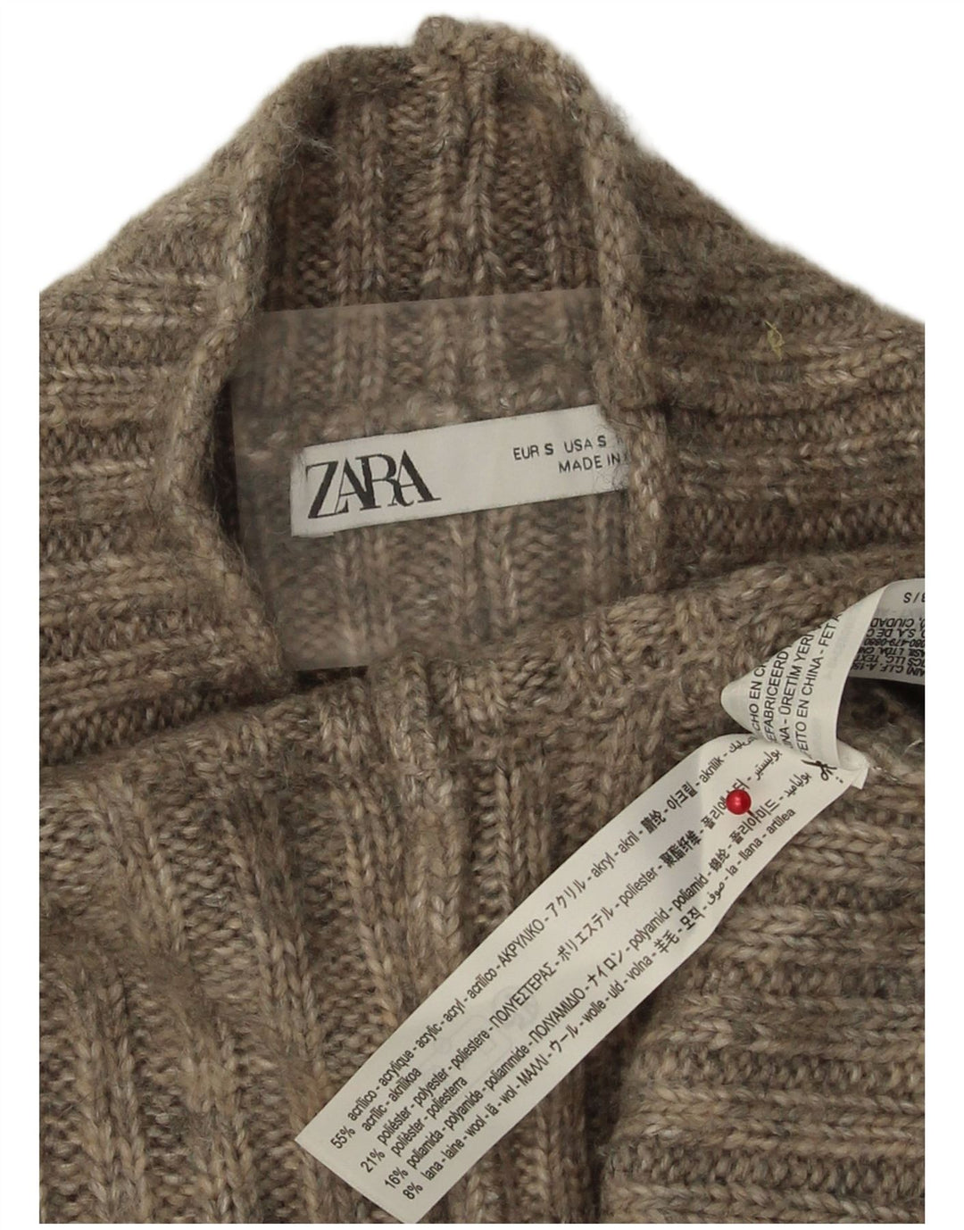Женский джемпер с высоким воротником Zara UK 10, маленький серый акрил