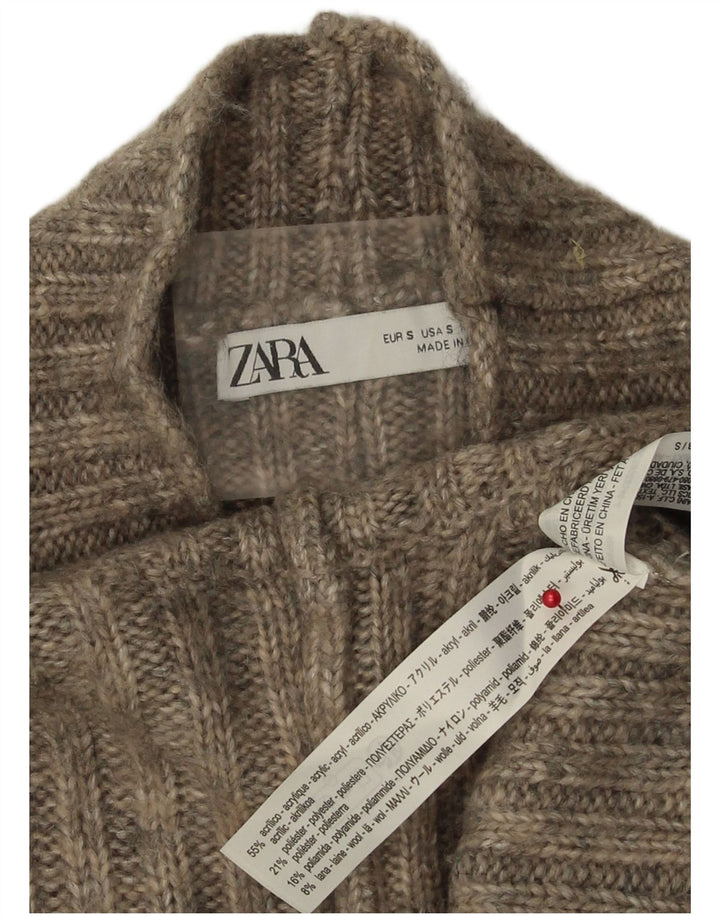 Женский джемпер с высоким воротником Zara UK 10, маленький серый акрил