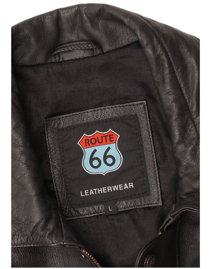 Мужская кожаная куртка Route 66 UK 40, большая черная кожа