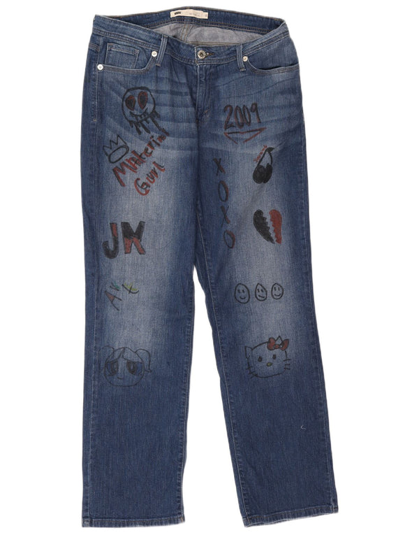 Женские прямые джинсы Levi's 525 с рисунком Curvy США 16 2XL W33 L32 Синие