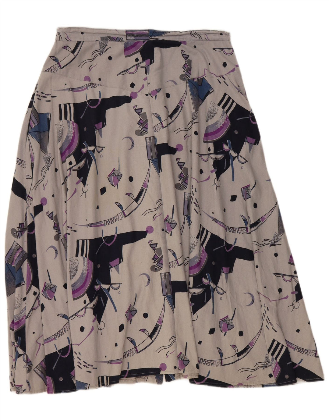 ВИНТАЖНАЯ женская юбка-трапеция с завышенной талией W32, большая серая с геометрическим рисунком